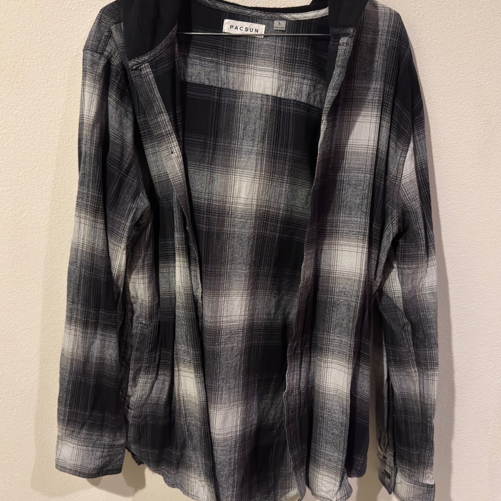PacSun Black and Gray Plaid Men's Jacket